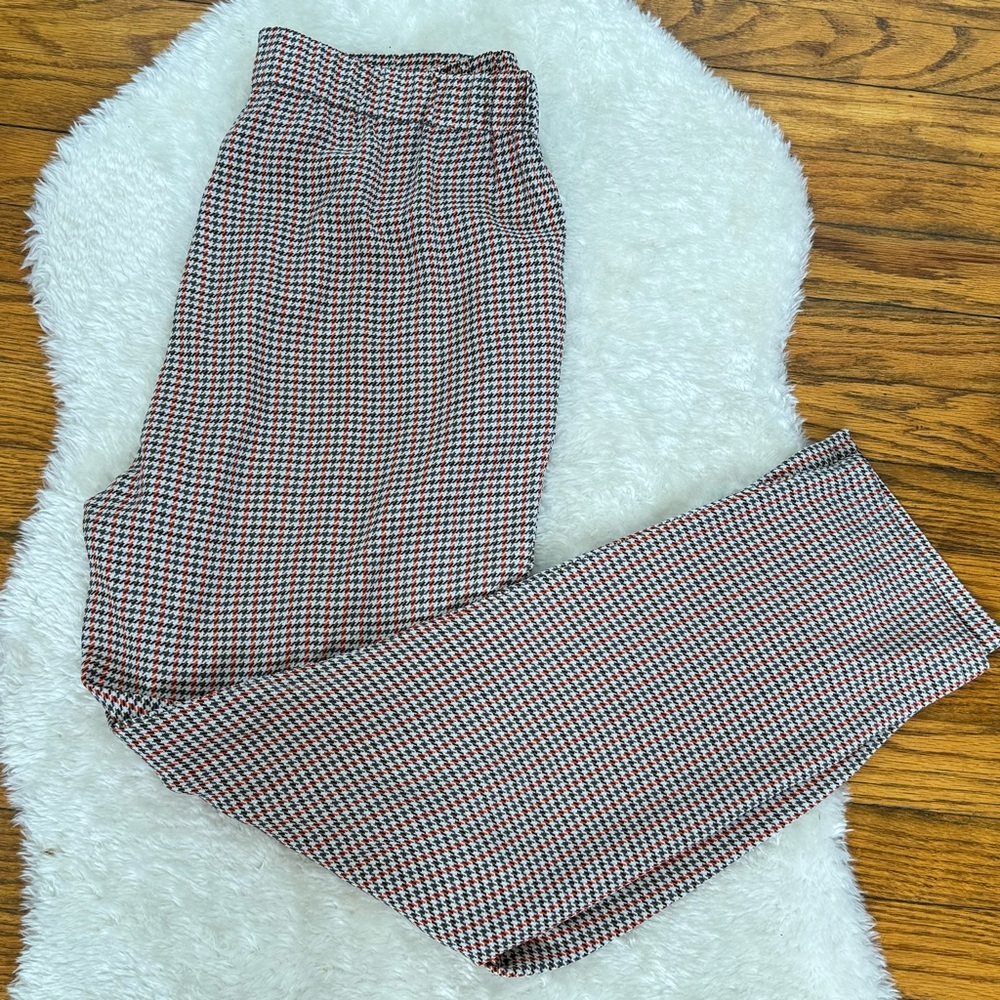 Equipment Hadley 100% Silk Houndstooth Relax Fit Elastic Waistband Dress Pants M - Picture 12 of 16